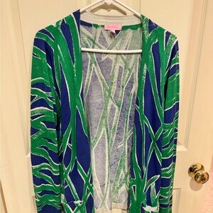 Lilly Pulitzer Green and Blue Women's lightweight cardigan